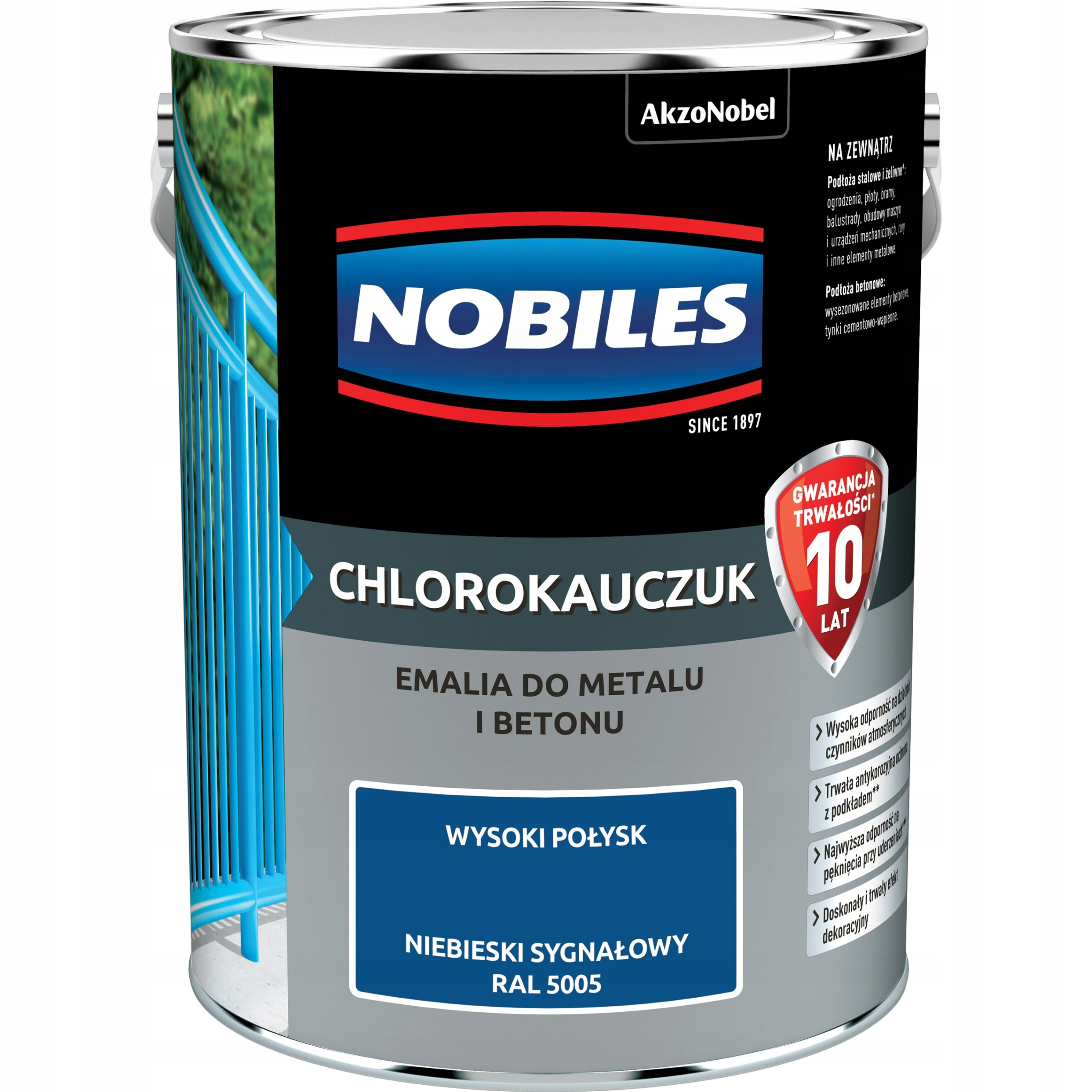 Chlórkaučukový email na kov Nobiles 5127608 modrá 5 l